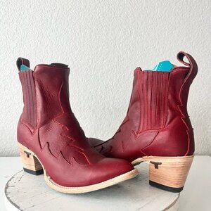 Lane CHELSEA Womens Cowboy Bootie 9 Western Red Short Cowgirl Ankle Boots EUC